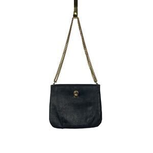 Vintage Ruth Saltz Black Leather Chain Strap Cougar  Bag